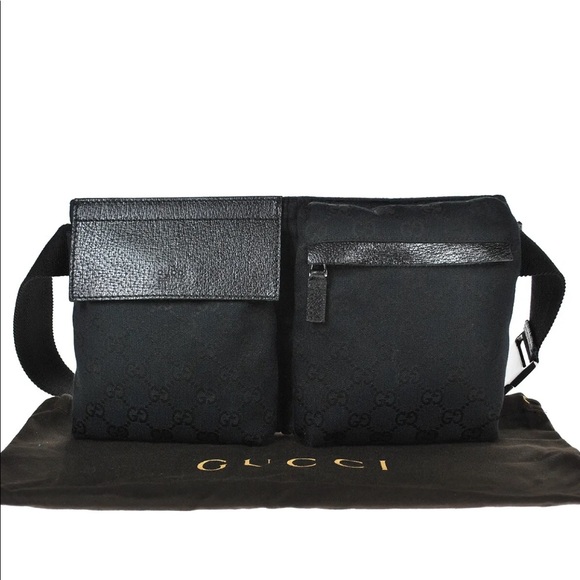 Gucci Bags Authentic Gucci Black Monogram Canvas Waist Bag Fanny